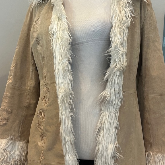 Vintage Penny Lane Leather /fur Trim Coat - Picture 14 of 17